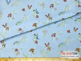 Ткань, штапель, рисунок "Аист на голубом", ширина 140 см.